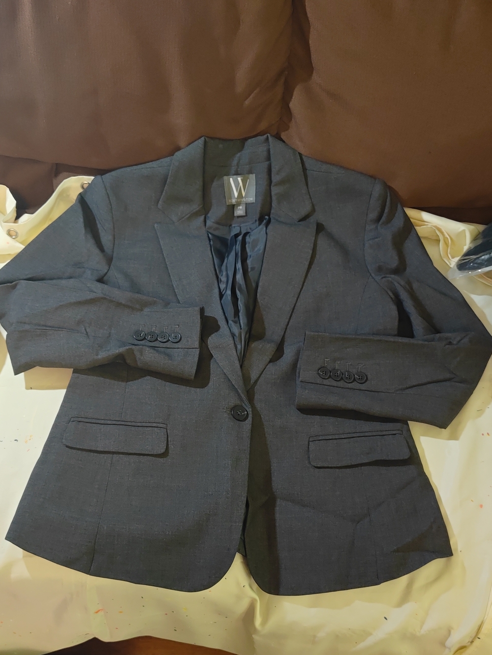 Worthington Dark Charcoal Gray Single-Button Blazer